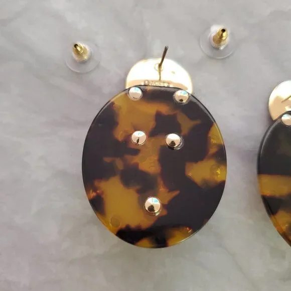 ✨ J.Crew Tortoise Shell Rhinesontes Crystsals Cluster Statement Earrings ✨ - Picture 12 of 13